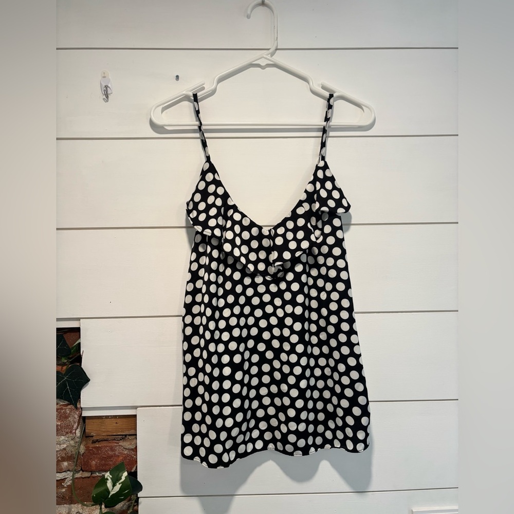 Banana Republic Size Medium, Black w/ White Polka Dots Strappy Camisole